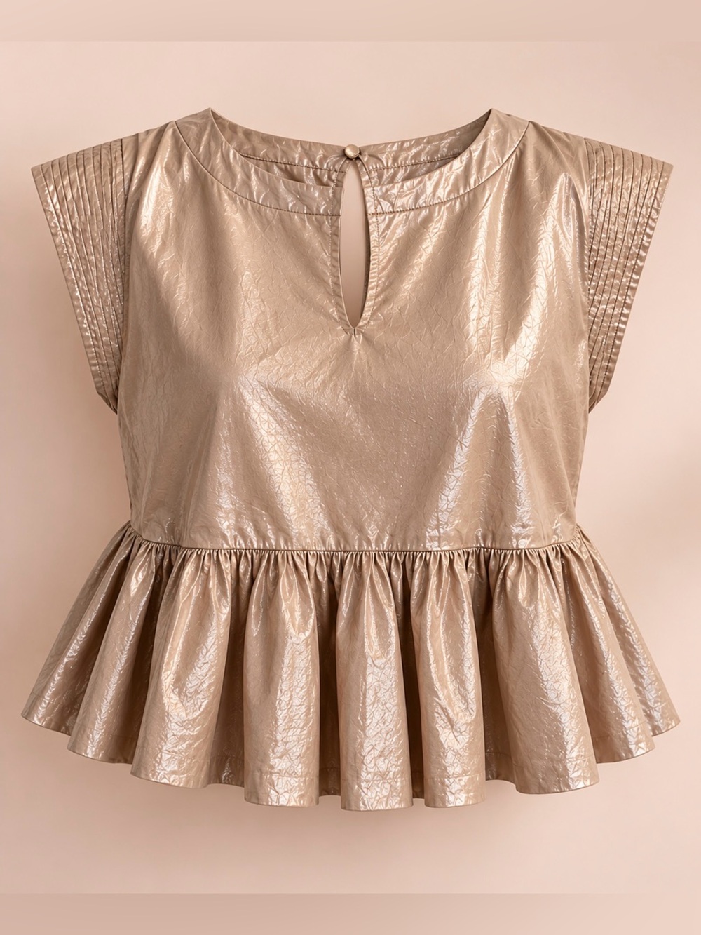 Anthropologie Metallic Crop Top SZ SP PINK SHIMMERY CUTE STYLISH GORG BRAND NEW